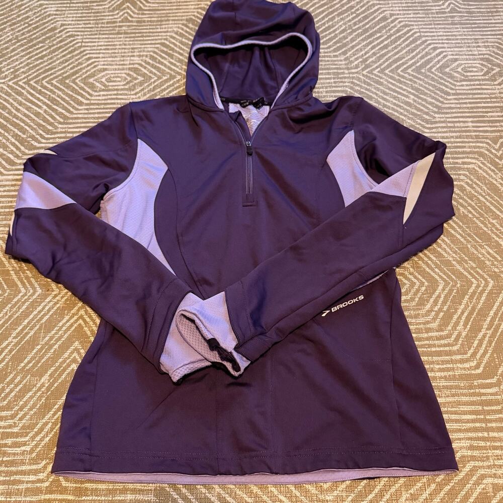 Brooks Nightlife Vapor-Dry 3D Hoodie Jacket Women’s M Purple Running 1/4 Zip